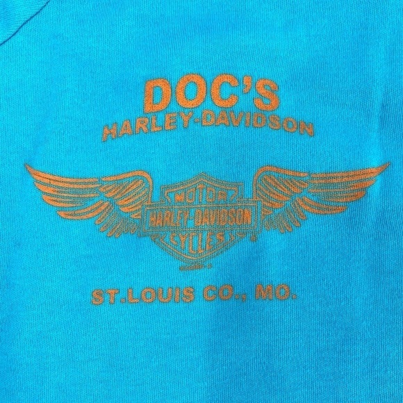 Harley Davidson Size Large Shirt Short Sleeve Top Blue Docs St. Louis Missouri - Picture 4 of 10